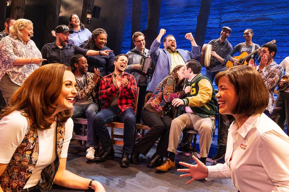 Hannah Kato as Janice, right, performs during a scene of the Broadway-touring production "Come From Away." The production will make a stop at Juanita K. Hammons Hall for the Performing Arts Friday, April 12 and Saturday, April 13, 2024.