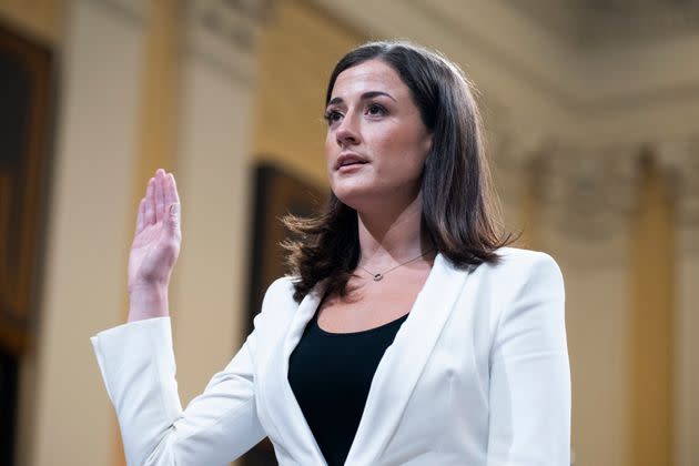 Cassidy Hutchinson, an aide to former White House chief of staff Mark Meadows, is sworn into the select committee to investigate the January 6 attack. (Photo: Tom Williams via Getty Images)