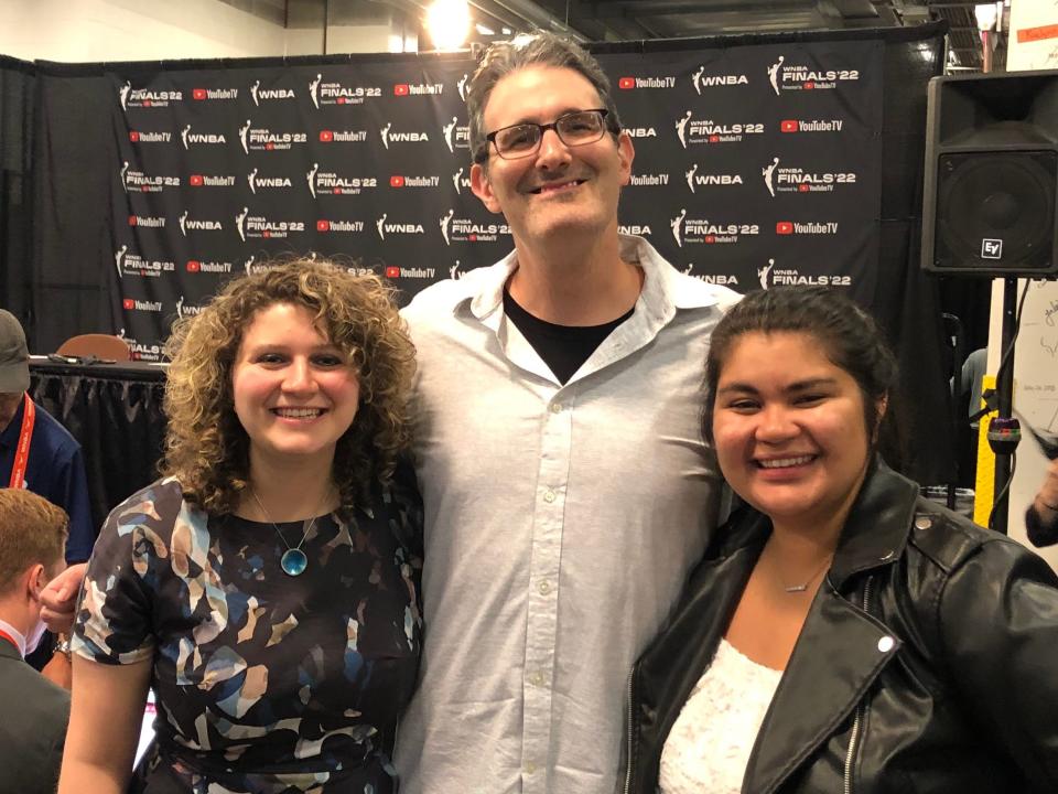 From left: The Next's Jackie Powell, Howard Megdal, and Jacqueline LeBlanc report from the 2022 WNBA Finals.