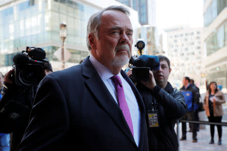 Steven Masera, accountant and financial officer for the Edge College & Career Network and the Key Worldwide Foundation facing charges in a nationwide college admissions cheating scheme, arrives at the federal courthouse in Boston, Massachusetts, U.S., March 25, 2019. REUTERS/Brian Snyder