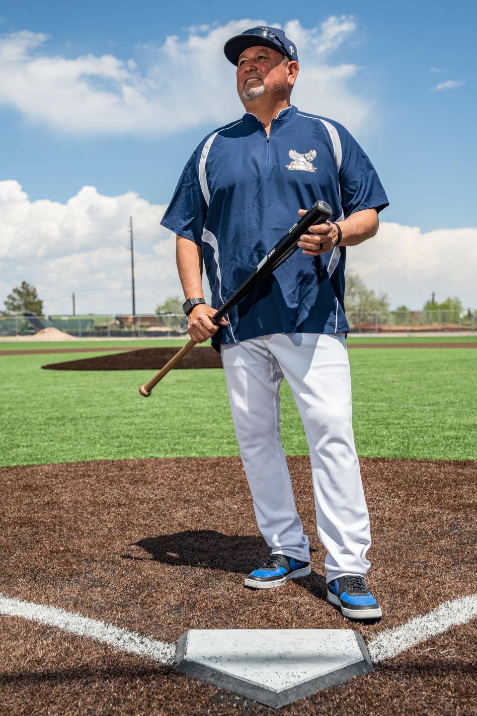 Northern Colorado Owlz head coach Frank Gonzales poses for a photo at Future Legends Sports Complex in Windsor on Wednesday.