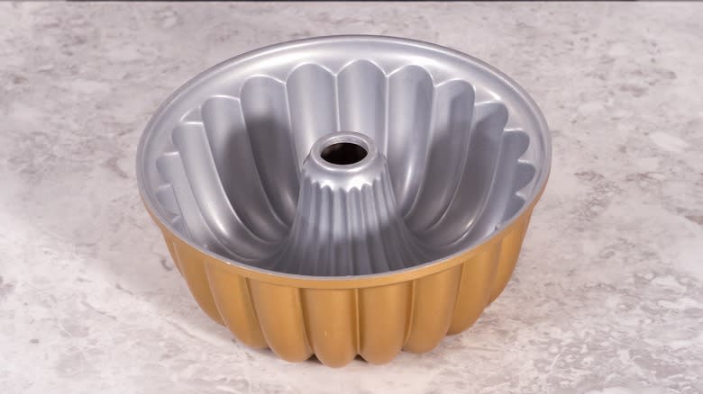 bundt pan on marble surface