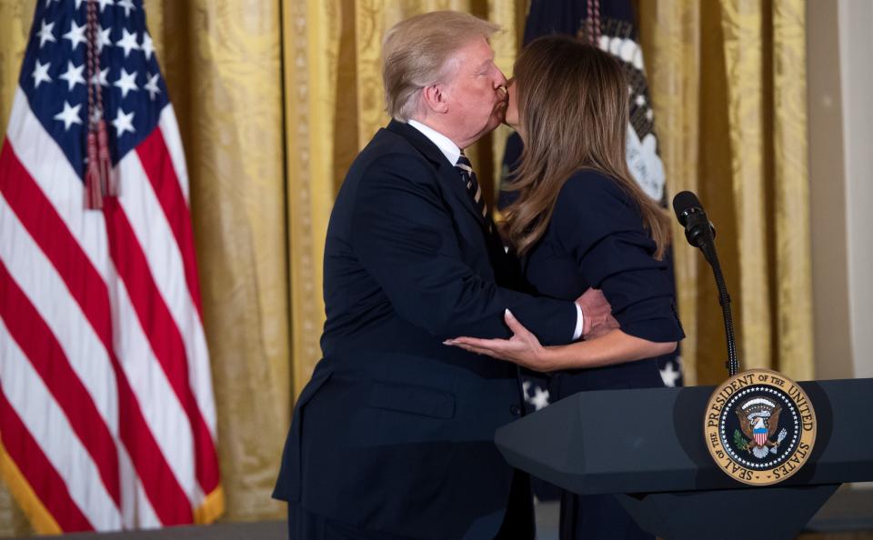 Speaking at the event, Donald praised his wife for becoming a ‘popular first lady’ during their time at the White House.