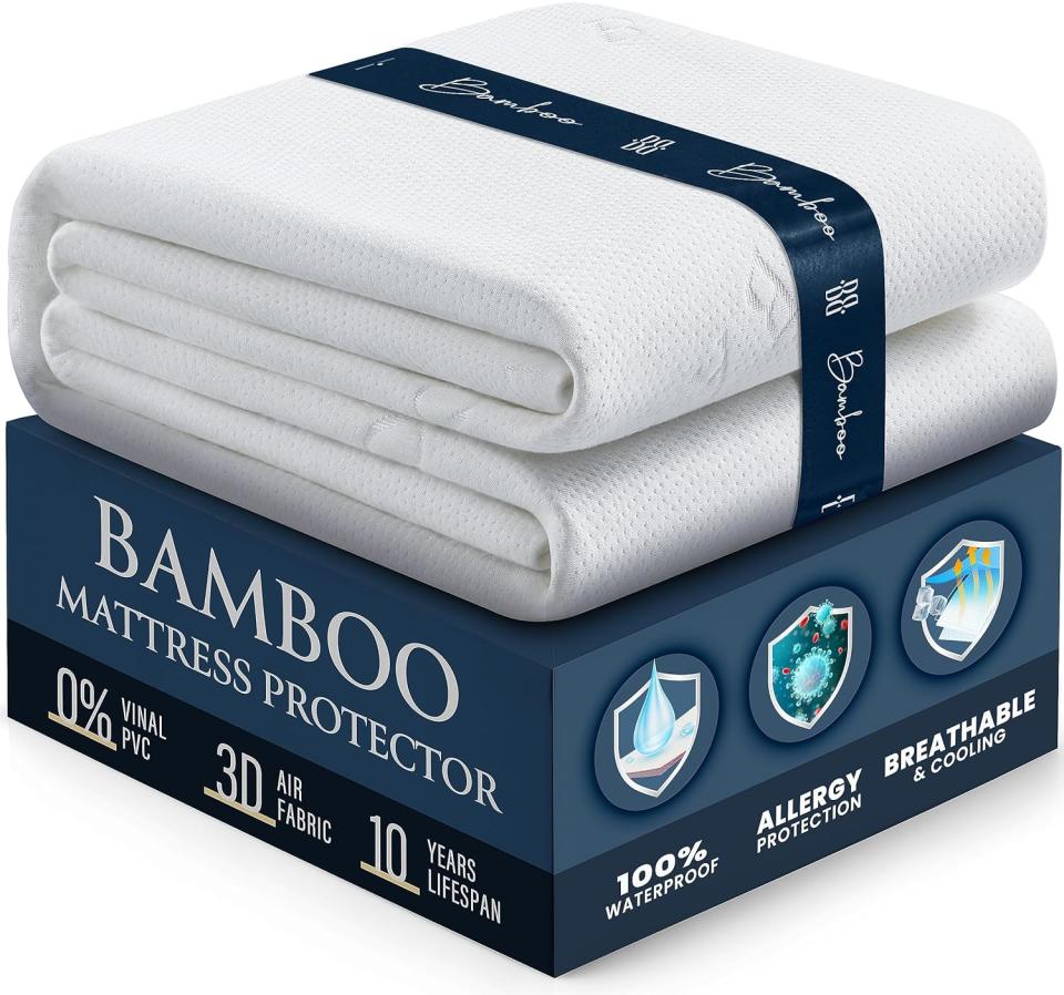 100% Waterproof Mattress Protector Queen - Luxury Comfort Bamboo Mattress Protector - Super Protective Leak-Proof Barrier - Hypoallergenic & Breathable Mattress Cover - Soft, Crinkle Free & Noiseless (Photo: Amazon)