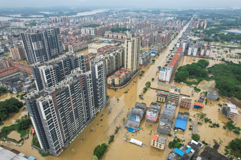 Hundreds of thousands of people have been evacuated due to flooding in southern China, including in Qingyuan (pictured) (STR)