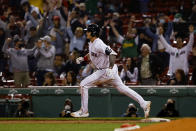 Boston Red Sox's Bobby Dalbec runs the bases after his two-run home run against the Los Angeles Angels during the seventh inning of a baseball game Friday, May 14, 2021, at Fenway Park in Boston. (AP Photo/Winslow Townson)