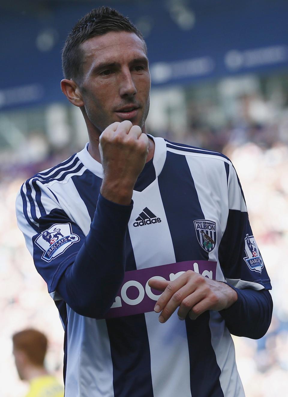 West Bromwich Albion's Amalfitano celebrates his goal against Sunderland during their English Premier League soccer match in West Bromwich