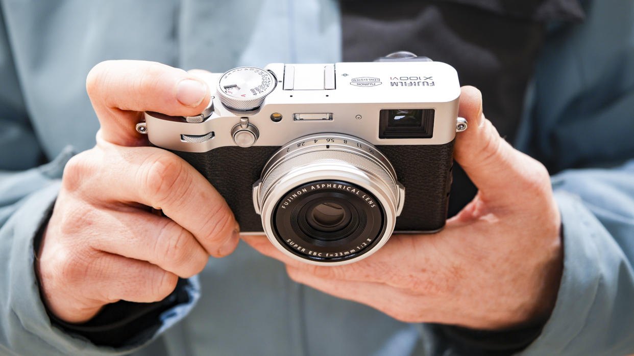  Fujifilm X100VI in the hand. 