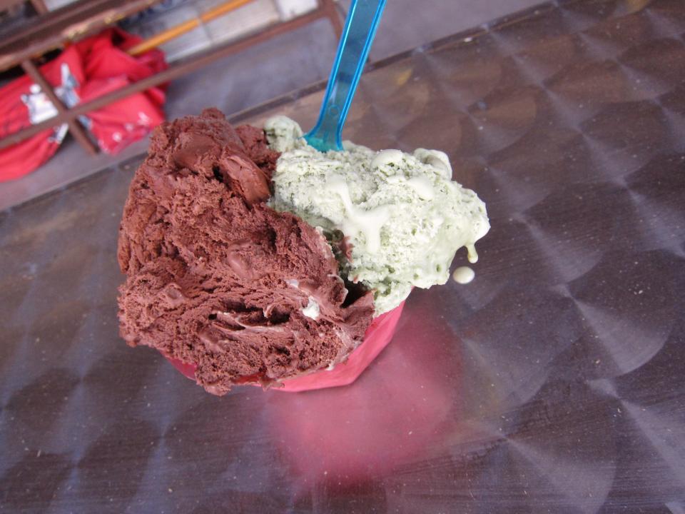 Chocolate and pistachio gelato at Dolce Vita Gelato in Mesa.