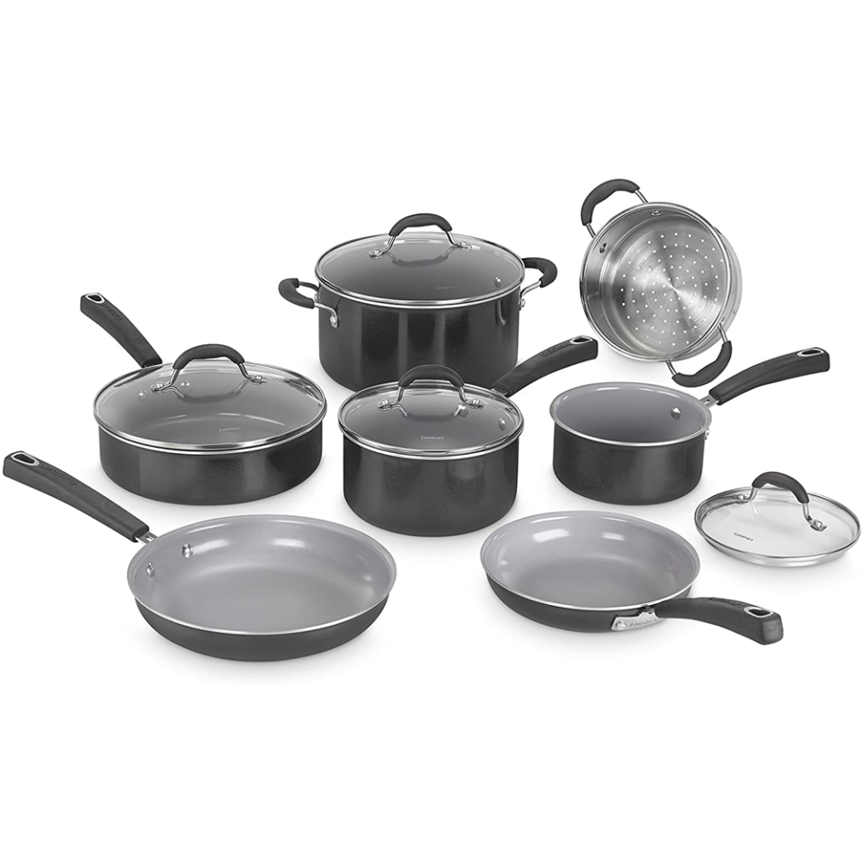 <p>Advantage Ceramica XT Cookware Set</p><p>amazon.com</p><p>$99.99</p><p><a href="https://www.amazon.com/dp/B076H4YDB3?tag=syn-yahoo-20&ascsubtag=%5Bartid%7C10055.a.26078798%5Bsrc%7Cyahoo-us" rel="nofollow noopener" target="_blank" data-ylk="slk:Shop Now;elm:context_link;itc:0;sec:content-canvas" class="link ">Shop Now</a></p><span class="copyright">amazon.com</span>