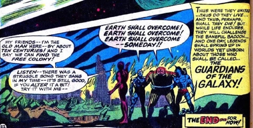 The last panel of the first Guardians of the Galaxy comic, after which the team vanisherd for five years.