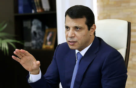 Mohammed Dahlan, a former Fatah security chief, gestures in his office in Abu Dhabi, United Arab Emirates October 18, 2016. REUTERS/Stringer