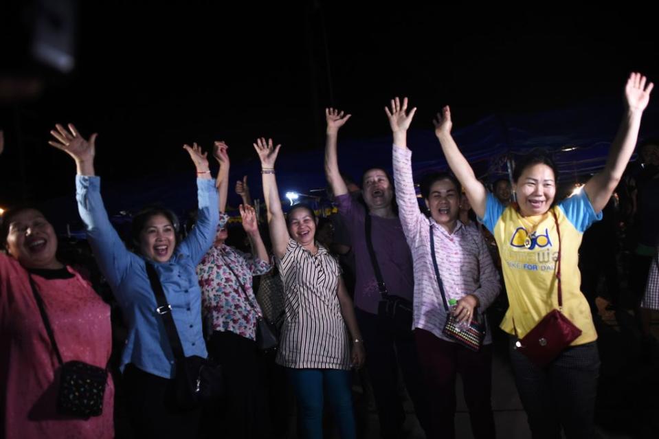 <em>Celebrations spread across the world after the last of the boys were successfully rescued (Picture: Getty)</em>