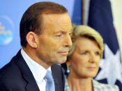 <p>Opposition leader Tony Abbott speaking at a press conference with deputy Julie Bishop in Canberra, Thursday, March 21, 2013. Mr Abbott commented on the ALP caucus spill result. Photo: AAP</p>