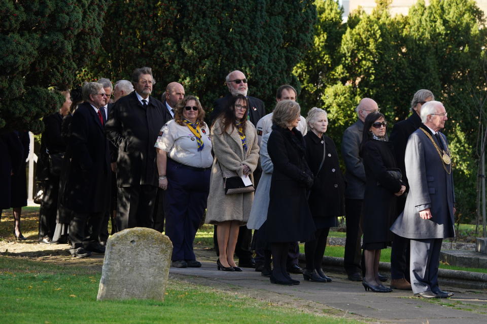 Mourners arrive ahead of the funeral of Sir David Amess at St Mary's Church in Prittlewell, Southend. Picture date: Monday November 22, 2021.