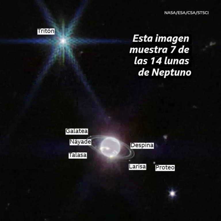 Siete de las 14 lunas de Neptuno