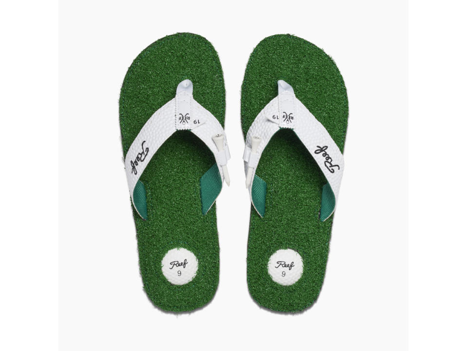 <p>These are perfect for any off-duty golfer in need of a little rest and relaxation. </p> <p><strong>Buy It: $45; <em><a href="https://www.reef.com/shop/mens-all-sandals/reef-mulligan-ii/RF0A2XMVGRN-080-M.html" rel="sponsored noopener" target="_blank" data-ylk="slk:reef.com;elm:context_link;itc:0;sec:content-canvas" class="link ">reef.com</a></em></strong></p>
