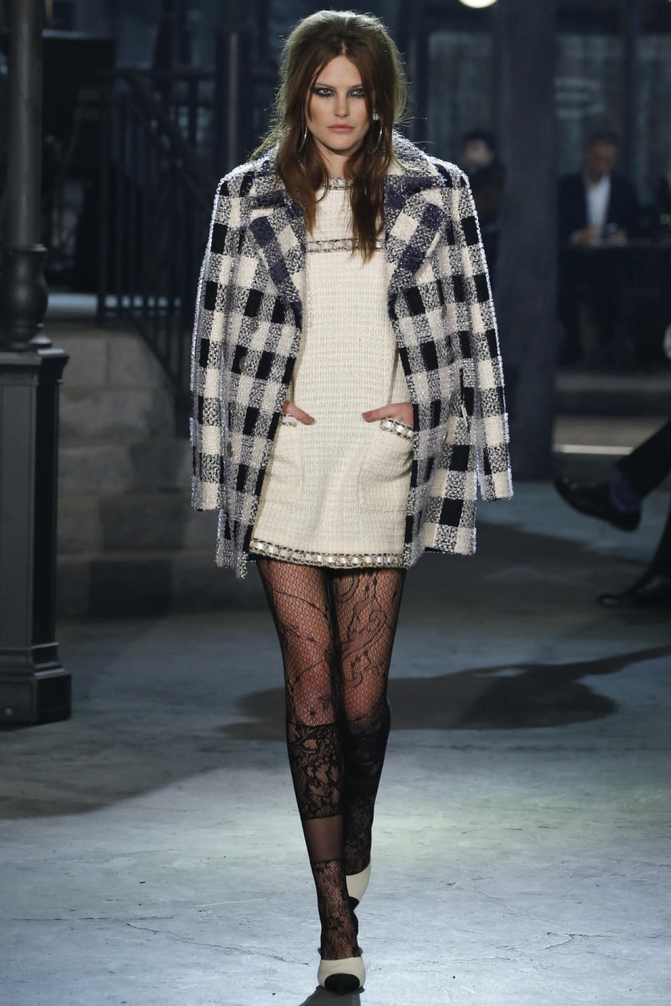 Catherine McNeil opens the Chanel show in Rome. 