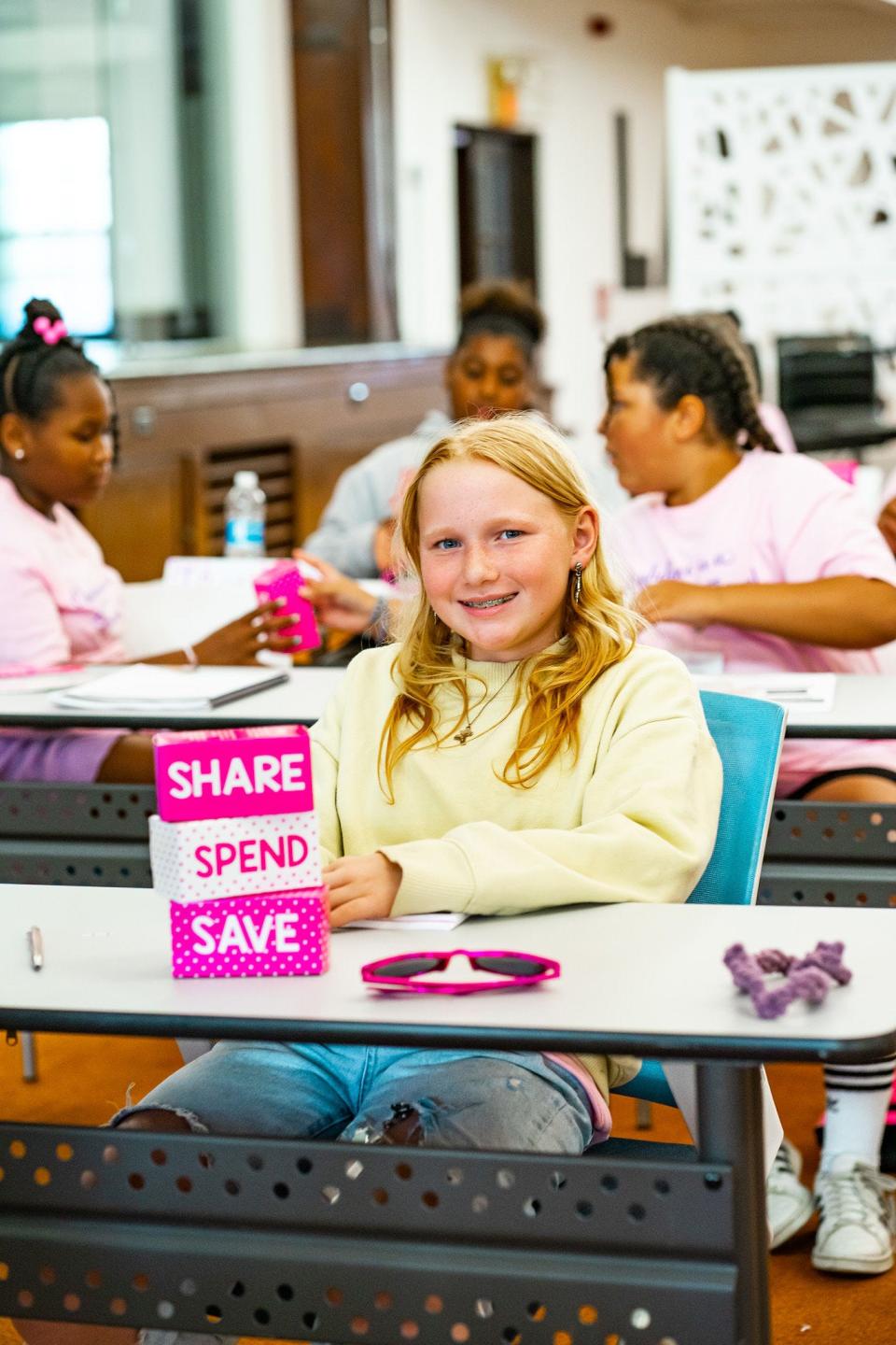 Young girls, such as Adalynn Bailey, seen here, work on such topics as confidence and self-esteem during their participation in She Elevates Academy.