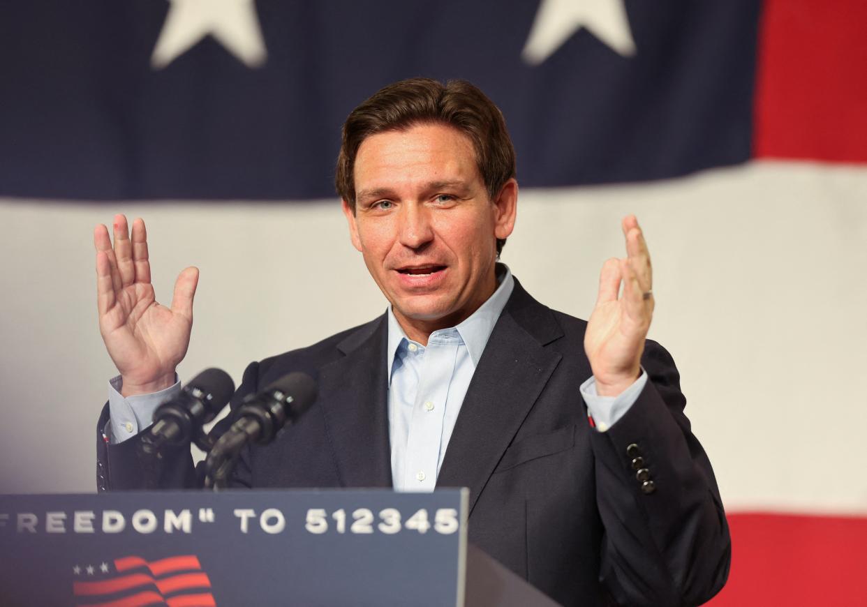 Republican Florida Governor Ron Desantis kicks off his campaign for the 2024 Republican U.S. presidential nomination with an evening campaign rally at the evangelical Eternity church in West Des Moines, Iowa, U.S. May 30, 2023 (REUTERS)