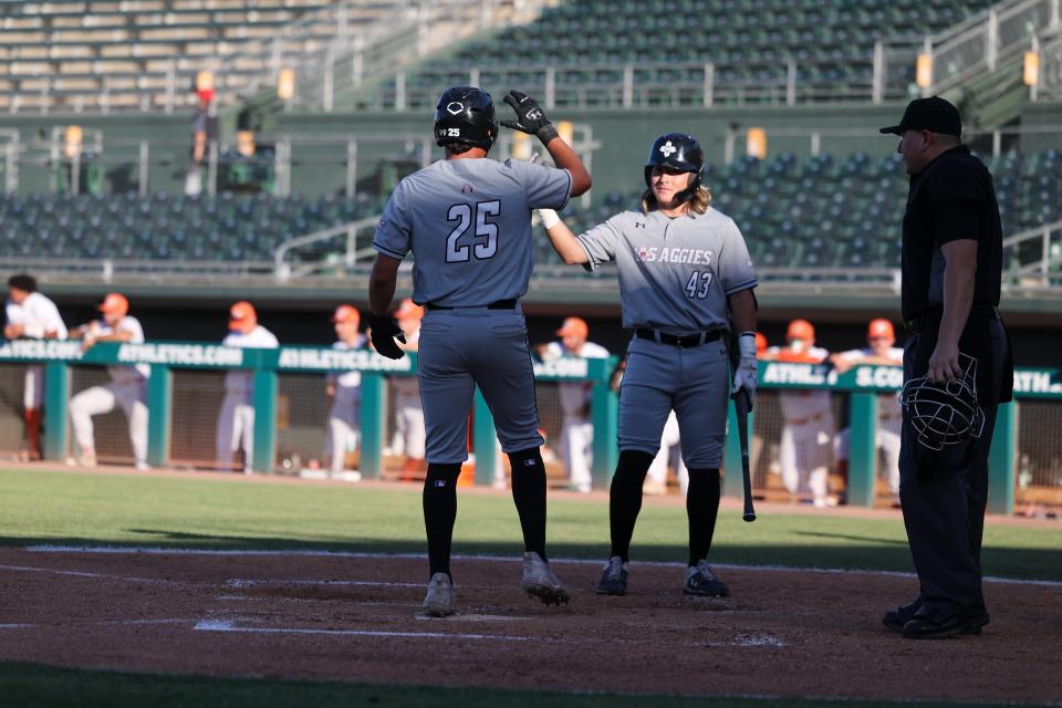 New Mexico State continued its improbable WAC Tournament run with a win over UT-Rio Grande Valley Thursday, May 26.