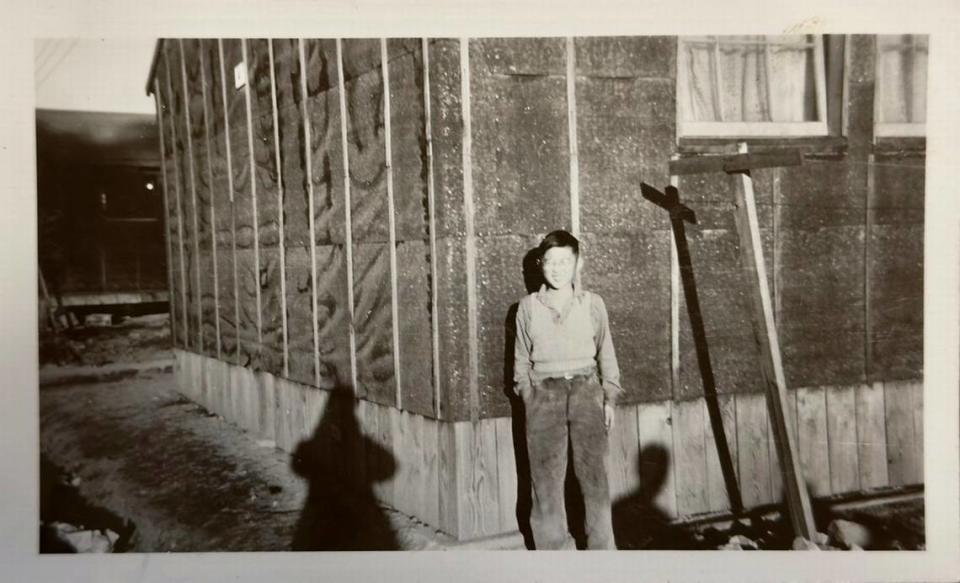 Akio Ideta, Associated Press photographer Lindsey Wasson’s grandfather, poses at Minidoka, in Jerome, Idaho, in 1942. AP