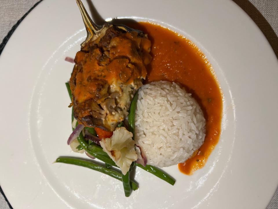 Eggplant and rice at Tassa Lodge 