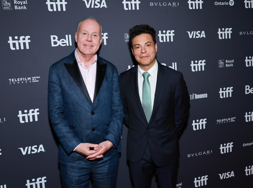 TORONTO, ONTARIO - SEPTEMBER 11: (L-R) David Yates and Lawrence Grey attend the 