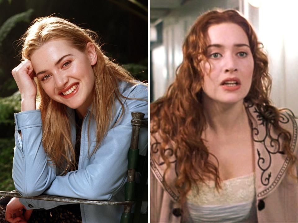 Kate Winslet in 1996 and in a scene from "Titanic" in 1997