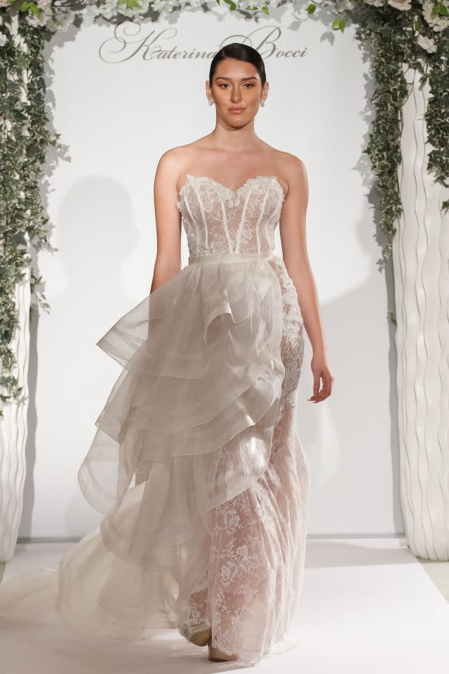 <p>Un mannequin porte une robe de la collection Mariage Automne/Hiver 2017 de Katerina Bocci.</p><p><i>(Photo : Courtesy of Katerina Bocci)</i></p>