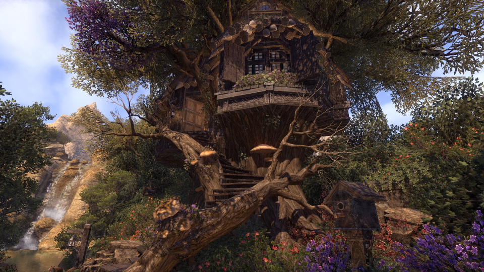 An image of a beautiful treehouse rendered in The Elder Scrolls online.