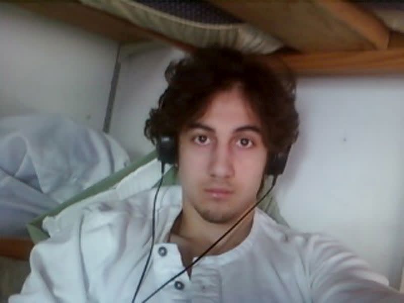 FILE PHOTO: File photo of Boston bombing suspect Dzhokhar Tsarnaev in this handout photo presented as evidence by the U.S. Attorney's Office in Boston