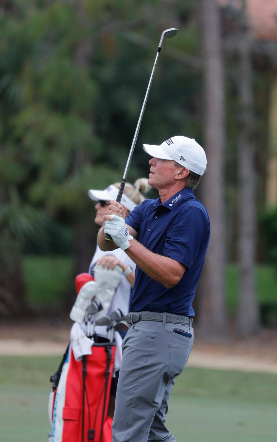 Steve Stricker hits off the fairway while participating in the The 2023 Chubb Classic Tournament at Tiburon Golf Club in Naples was Friday, Feb. 17, 2023. 