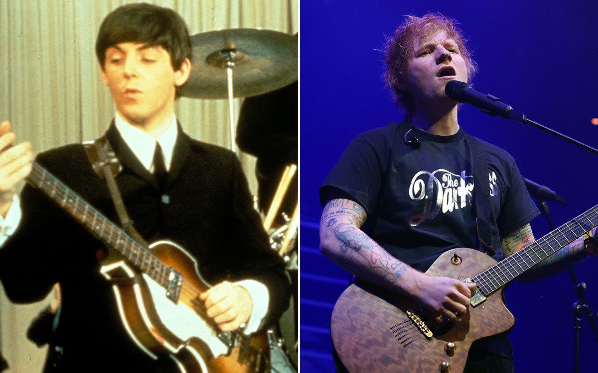 Paul McCartney (with The Beatles in 1962) and Ed Sheeran (pictured in 2023) are among the most successful music artists of all time