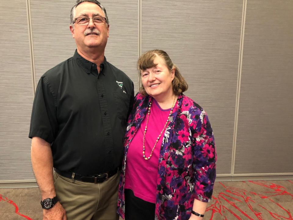 Jean Stanford, right, with her husband, John, at an Iowa GOP fundraiser in West Des Moines, Iowa, on June 11, 2019. (Photo: Christopher Mathias / HuffPost )