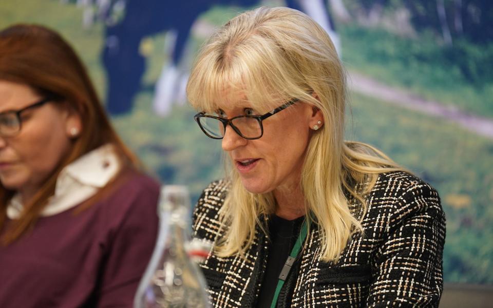 National Farmers Union president, speaking about the food supply chain issues impacting multiple farming sectors during a press conference at the NFU in London - James Manning/PA