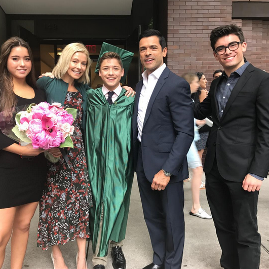 Lola Consuelos, Kelly Ripa, Joaquin Consuelos, Mark Consuelos, and Michael Consuelos 