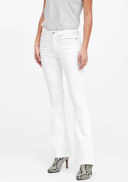 Banana Republic High-rise Flare Jean in white