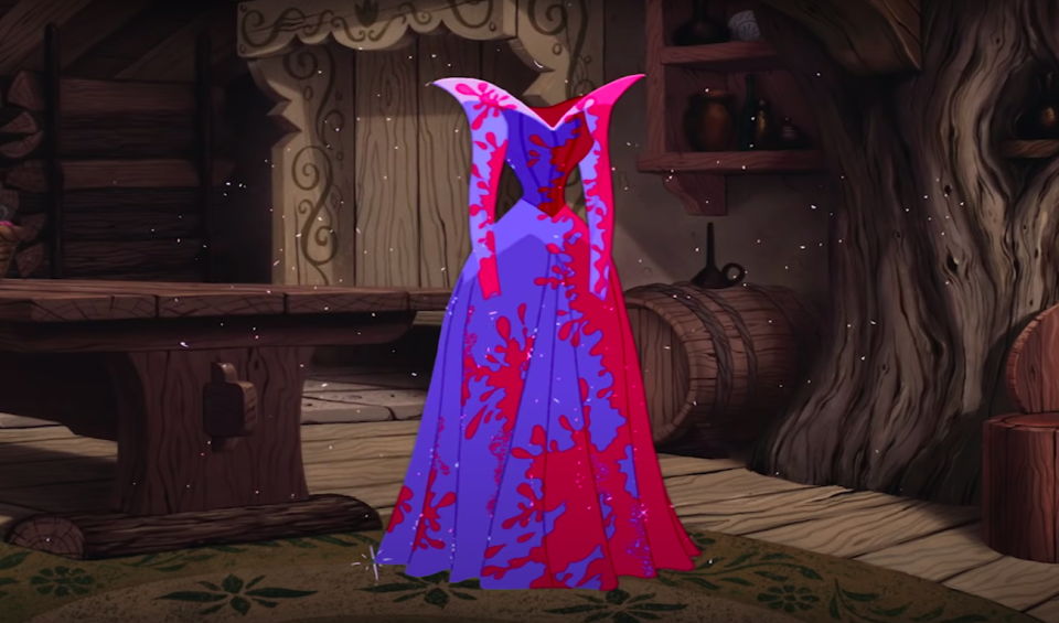 Aurora's dress as a mix of colors