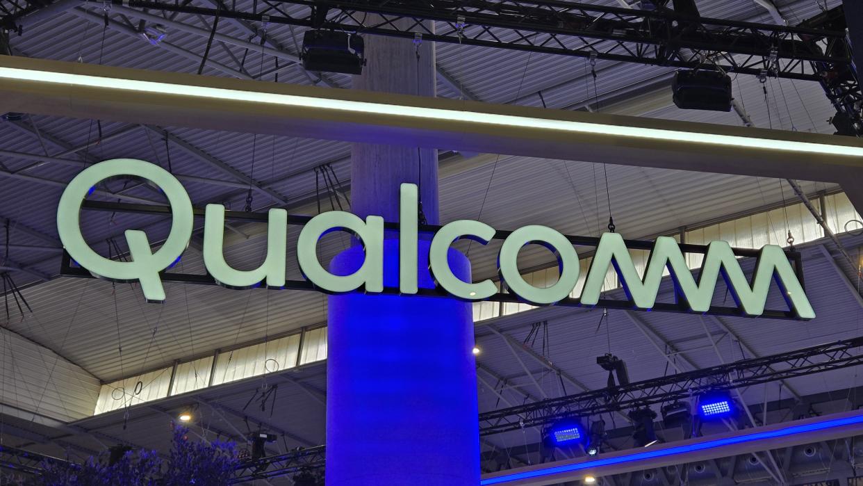  The Qualcomm logo at MWC 2024. 