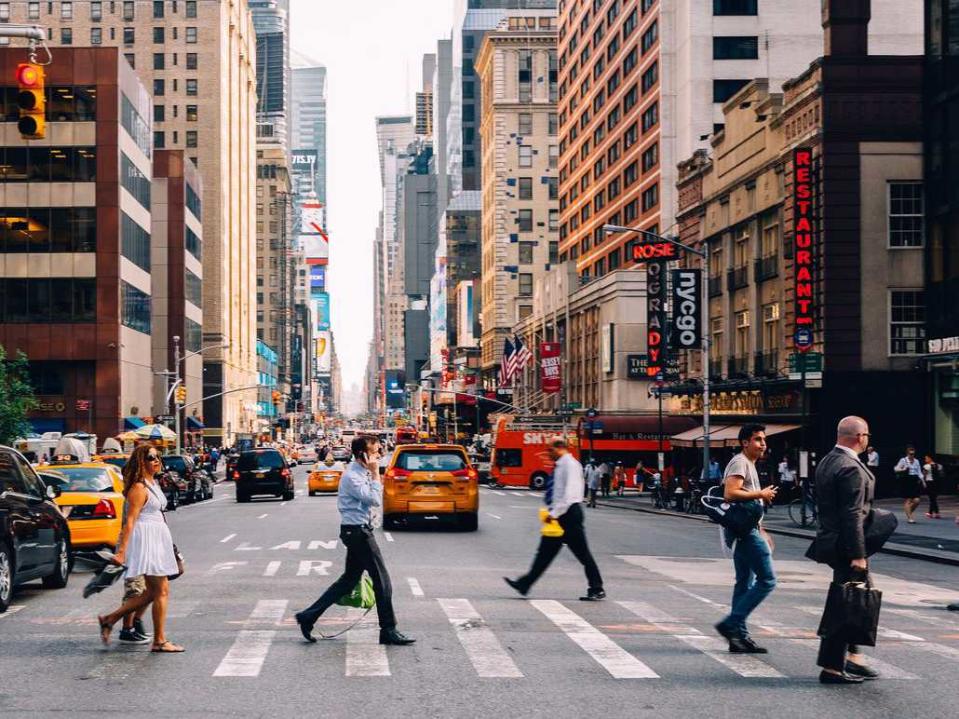 New York City Streets Crosswalk People