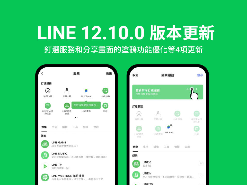 將LINE更新後，四項功能都優化了。（圖／翻攝自LINE官方Blog）