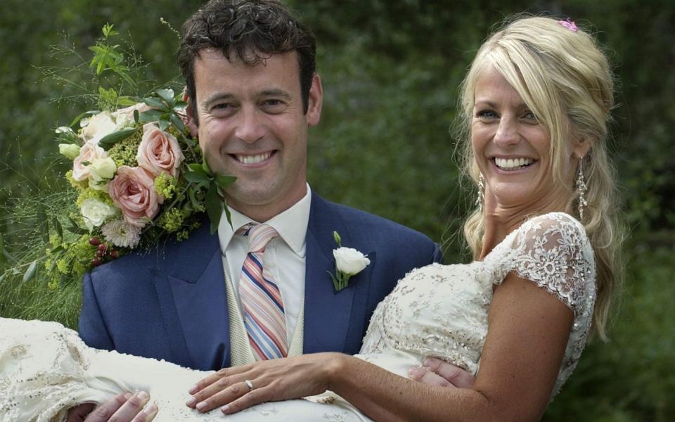 Ulrika Jonsson with Lance Gerrard-Wright on their wedding day on the Swedish island of Varmdo in 2003