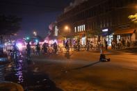 Protesters gather near the Minneapolis Police third precinct