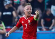 Football Soccer - Hungary v Portugal - EURO 2016 - Group F - Stade de Lyon, Lyon, France - 22/6/16 Hungary's Balazs Dzsudzsak celebrates after scoring their second goal REUTERS/Kai Pfaffenbach