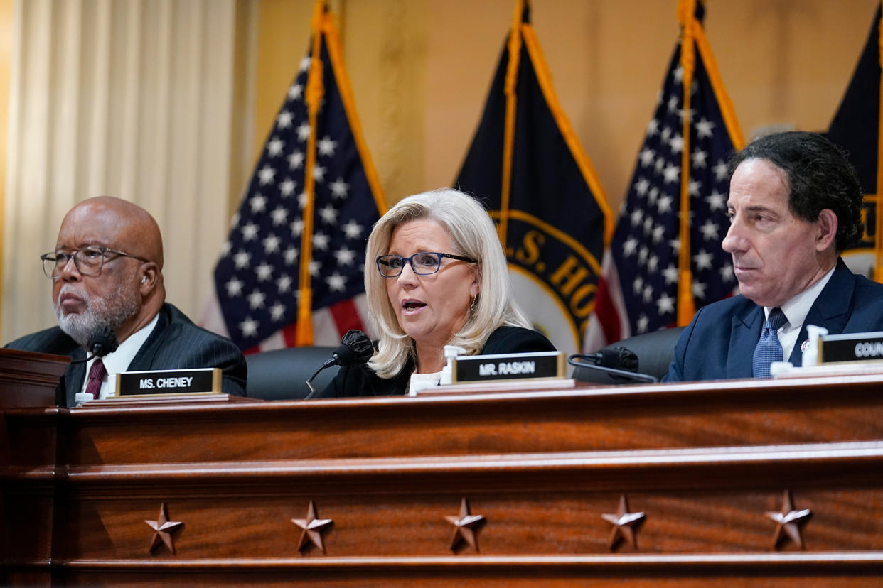 j6-hearing-july-12.jpg Liz Cheney,Bennie Thompson,Jamie Raskin - Credit: J. Scott Applewhite/AP