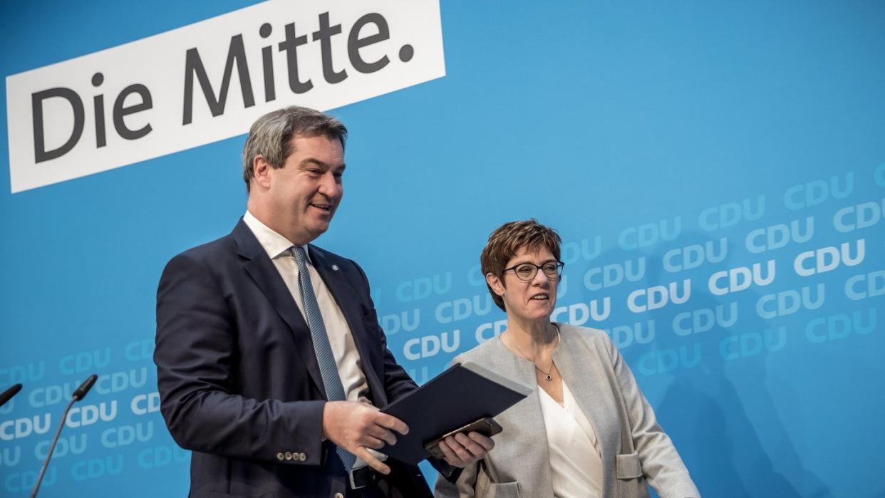 CSU-Chef Markus Söder und CDU-Chefin Annegret Kramp-Karrenbauer in Berlin. Foto: Michael Kappeler