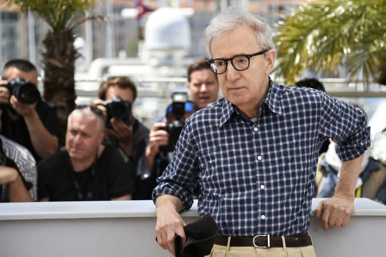 Woody Allen poses during a photocall for the film "Irrational Man" at the Cannes Film Festival on May 15, 2015