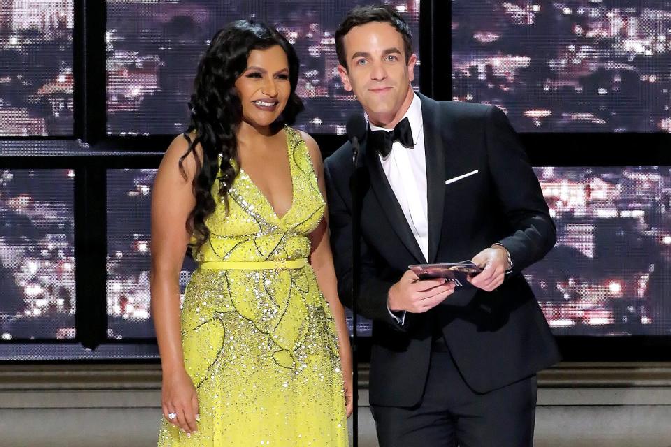 Mindy Kaling and B.J. Novak speak on stage during the 74th Annual Primetime Emmy Awards held at the Microsoft Theater on September 12, 2022.