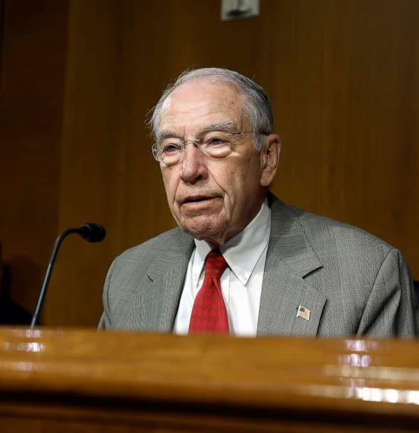 PHOTO: Senate Judiciary Ranking Member Chuck Grassley speaks at a hearing with the Senate Judiciary Committee in the Dirksen Senate Office Building on July 12, 2022 in Washington, D.C. (Anna Moneymaker/Getty Images, FILE)